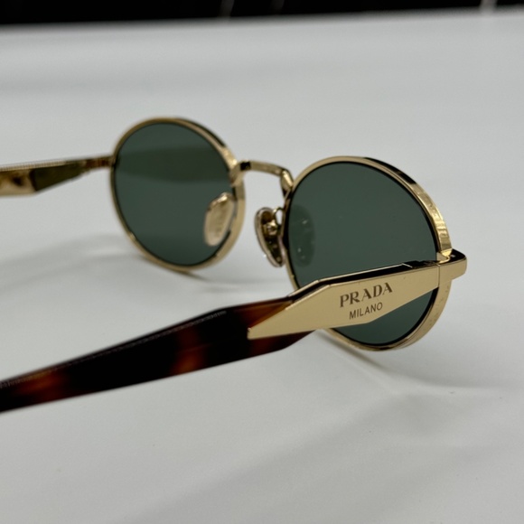NEW SPR 65Z ZVN70L PRADA GOLD GREEN PR65ZS ZVN70L OVAL UNISEX SUNGLASSES - Picture 11 of 14